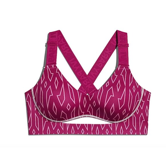 adidas x Ivy Park Pink Medium-Support Cross-Back Monogram Cutout Bra Size 2X